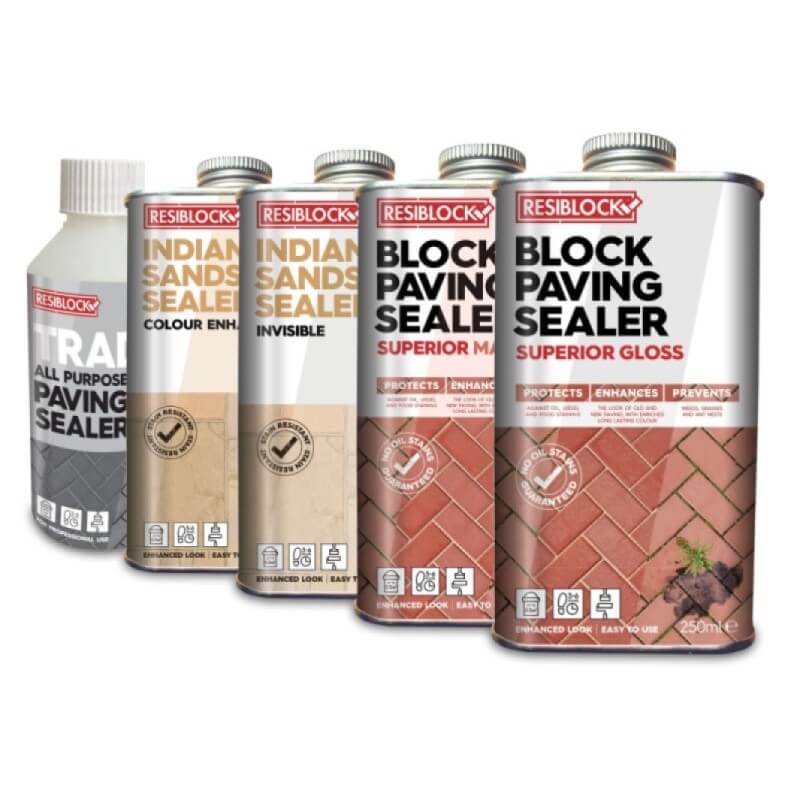 A collection of Resiblock paving sealer products